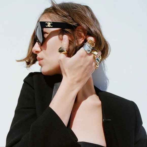 CELINE Triomphe Butterfly Round Sunglasses Acetate Ombre GRADIENT Black SUNNIES - Picture 2 of 16